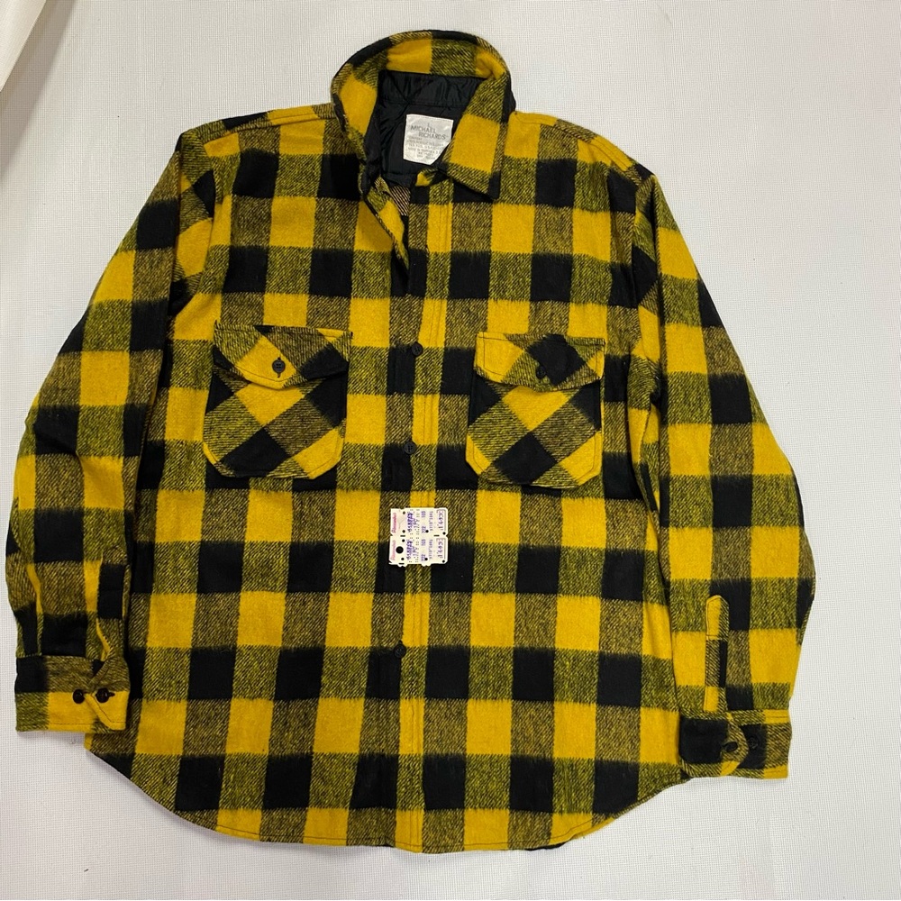 Yellow and Black Plaid Flannel Shirt